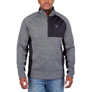 Spyder Gray Black Quarter Zip Fleece Pullover Athletic Performance Jacket XL